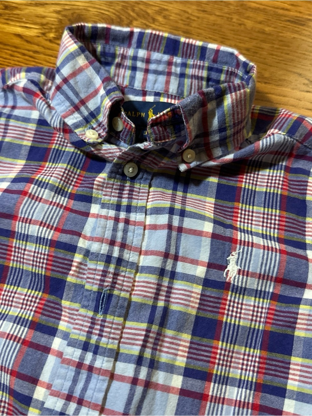 Polo Ralph Lauren Toddler Boys Blue Plaid Short Sleeve Button Down Shirt Size 3T